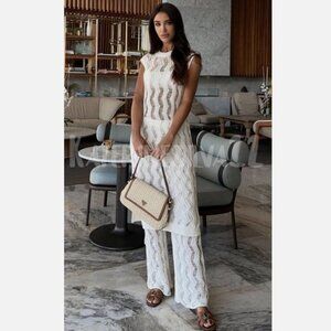 Zara knit tunic sweater white beige